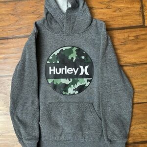 Hurley Boys Charcoal Hoodie with Camo Emblem Size 8